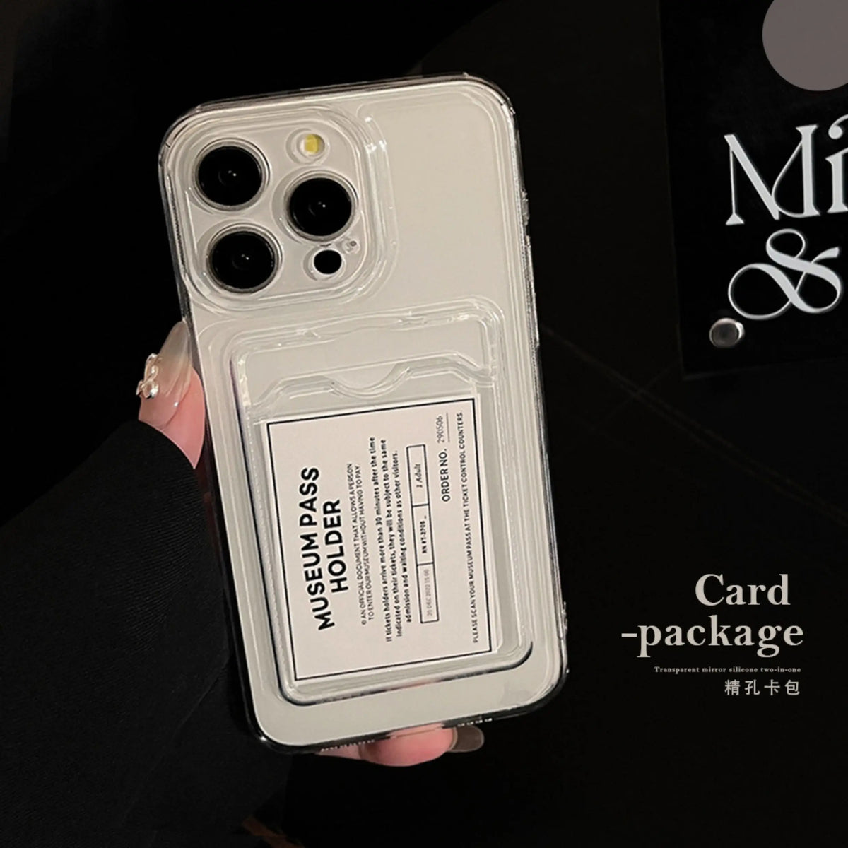 Funda Transparente de Silicona para iPhone 17 16 15 14 13 12 11 Pro Max, Protección Antigolpes, Cubierta Trasera Suave con Bolsillo para Tarjetas