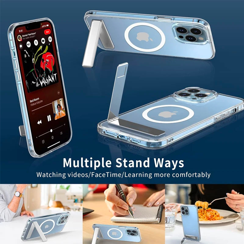 Funda de teléfono con soporte magnético para iPhone 17 16 15 14 Pro Max Plus 12 13 Mini 11 fundas móviles con soporte contraportada a prueba de golpes