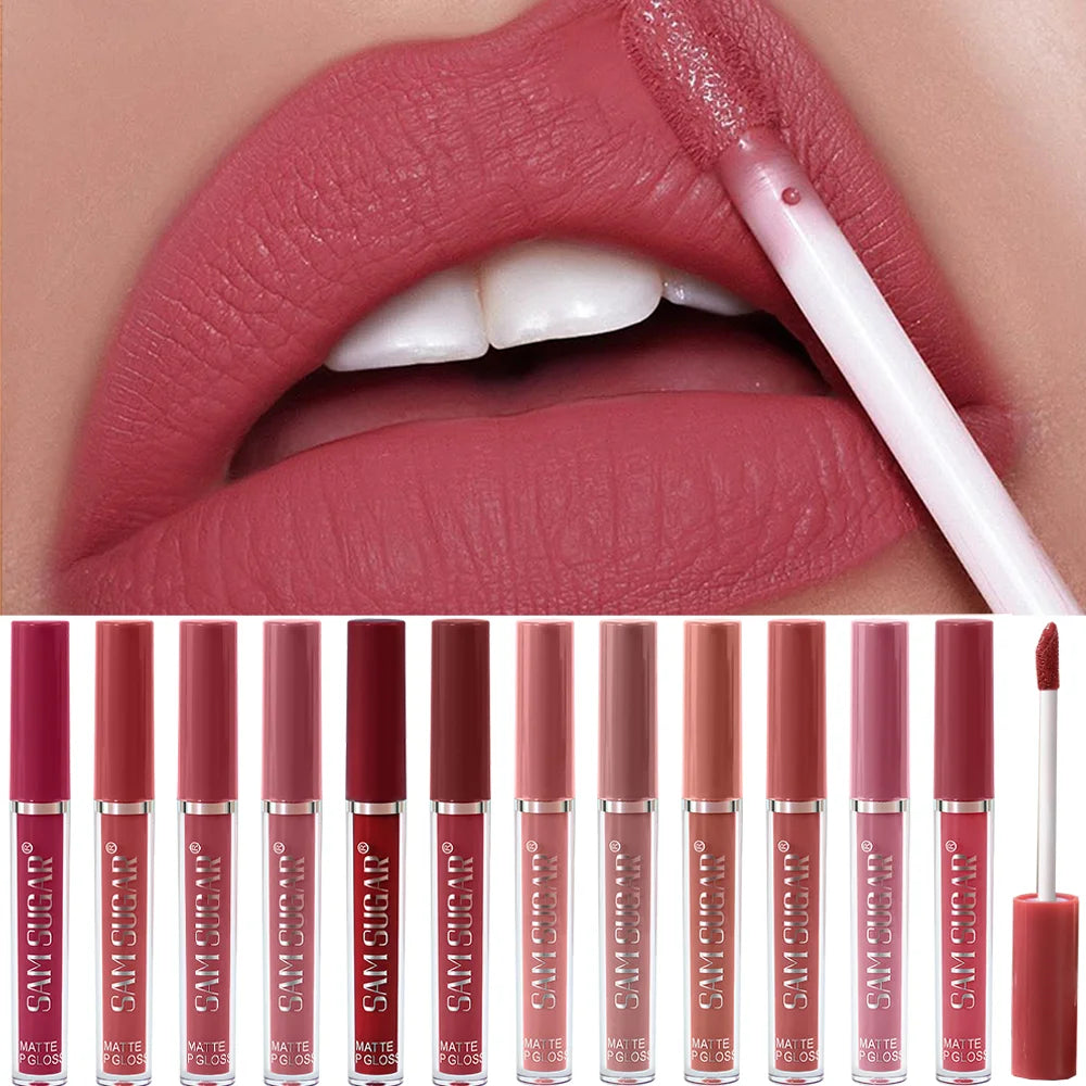 Kit de Labiales Mate Aterciopelados, Resistentes al Agua, Anti-Manchas, Aplicación Suave, Efecto de Maquillaje de Larga Duración
