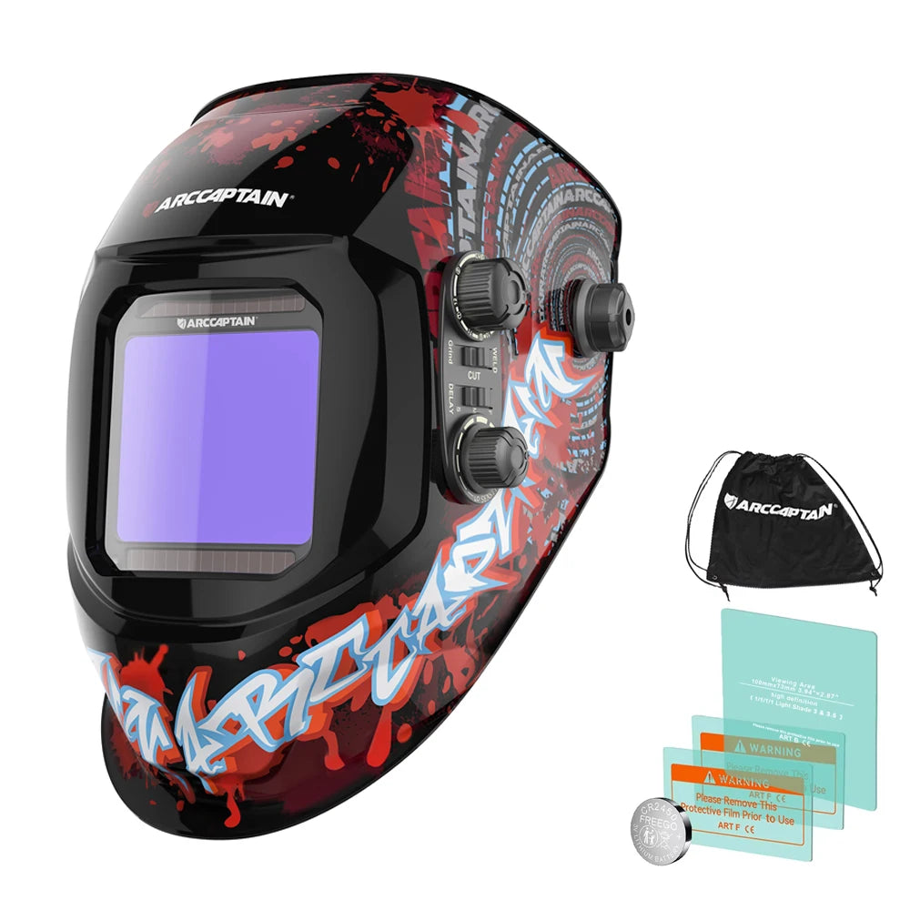 ARCCAPTAIN casco de soldadura con oscurecimiento automático 4 Sensor de arco DIN4 1/1/1/1 con gran visión máscara de soldadura de Color verdadero para MIG MAG TIG