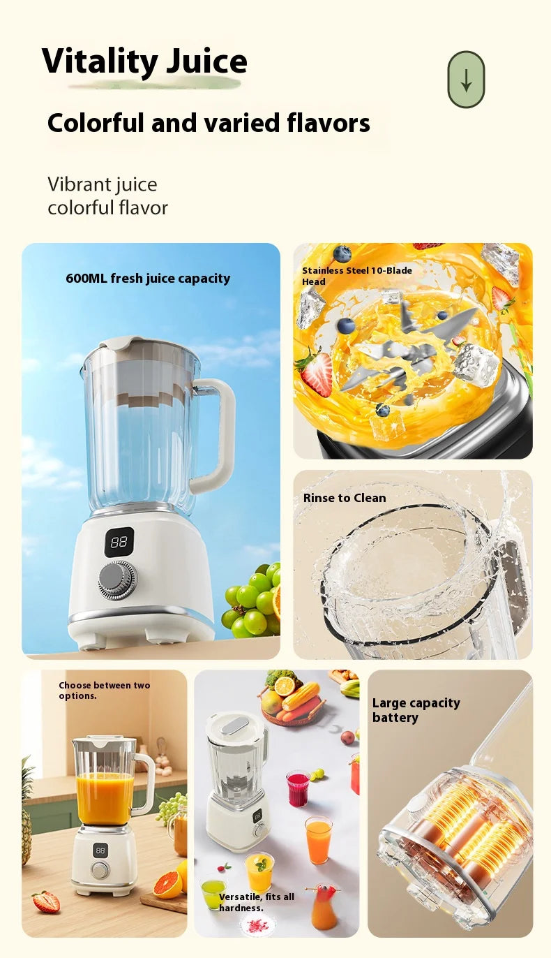 Nueva Licuadora Doméstica con 10 Cuchillas, 3000mAH, Multifuncional, Trituradora de Hielo, Extractor de Jugo, Alta Tasa de Extracción, Herramientas de Cocina