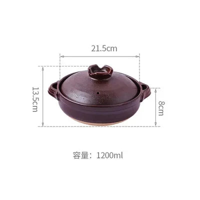 Cazuela de cerámica de estilo japonés, olla pequeña negra, cacerola de arcilla, utensilios de cocina para el hogar, suministros de cocina, olla para sopa, 1 Uds.