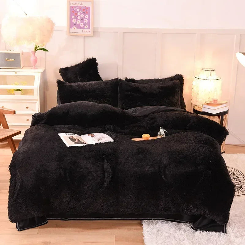 Juego de funda nórdica de felpa de lujo de 3/4 piezas: ropa de cama acogedora y suave, perfecta para el confort del dormitorio, ideal para habitaciones de invitados y dormitorio Aesth