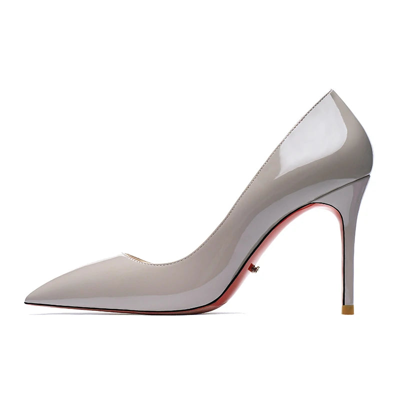 Zapatos de mujer 2025, marca de lujo, zapatos de tacón con suela roja, fondo rojo, puntiagudos, tacones altos de diseñador, zapatos elegantes de fiesta a la moda para mujer, 12cm