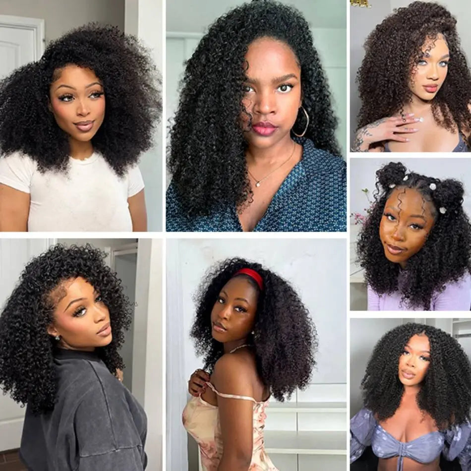 Peluca de cabello humano 3 en 1 con ondas rizadas, media peluca, densidad 200, con cordón ajustable, 24-32 pulgadas, fácil de instalar, aspecto natural, para mujeres.