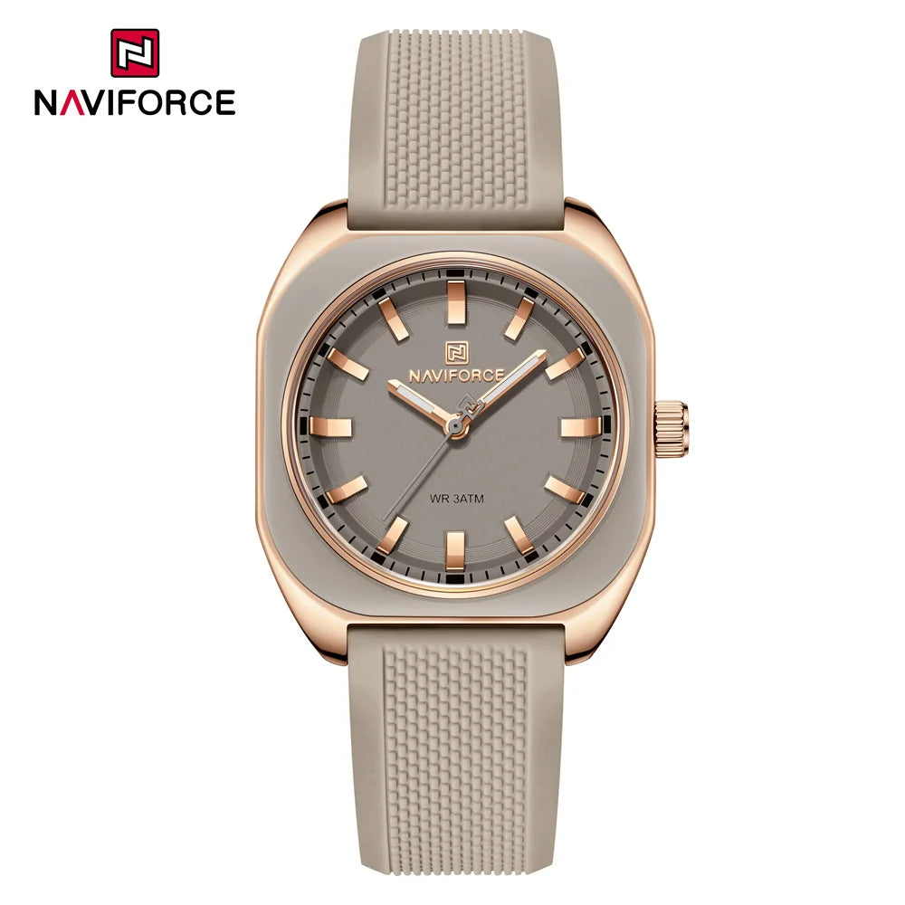 NAVIFORCE, reloj para mujer, marca superior, moda de lujo, reloj de pulsera Original para mujer y niña, pulsera de goma de silicona, reloj informal para mujer 5061