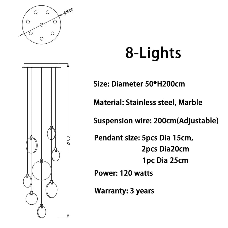 Luces colgantes largas modernas, lámpara colgante de cristal de mármol para escalera de lujo, decoración para sala de estar, accesorio de iluminación Led de piedra para Villa