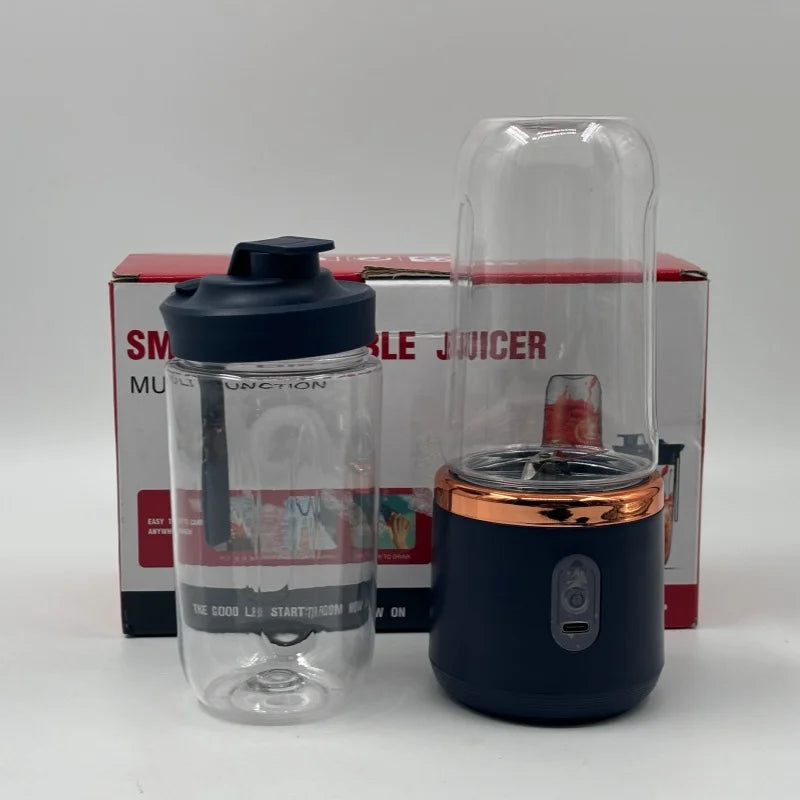 Licuadora Eléctrica Portátil de 400 ml, 2 Tazas, Mini Licuadora Multifuncional Inalámbrica para el Hogar, Recargable por USB, Vaso Mezclador Pequeño