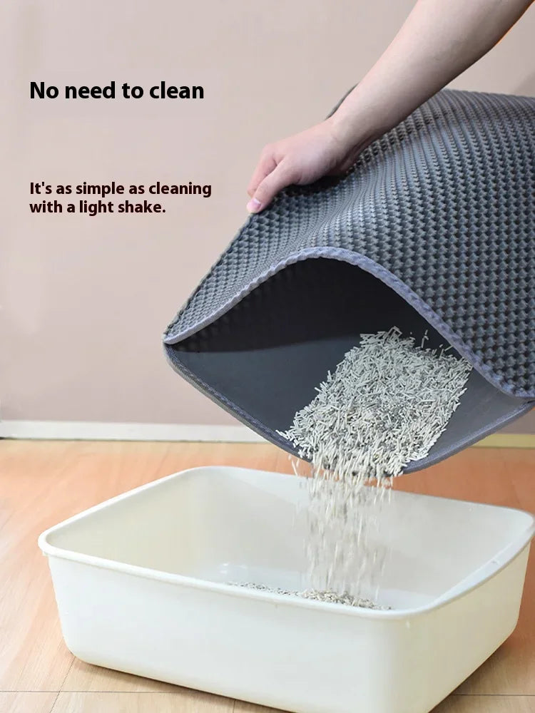Estera de arena grande para gatos, impermeable, de doble capa, antideslizante, bandeja para caja de arena, lavable, duradera, estera de entrenamiento para el baño de mascotas