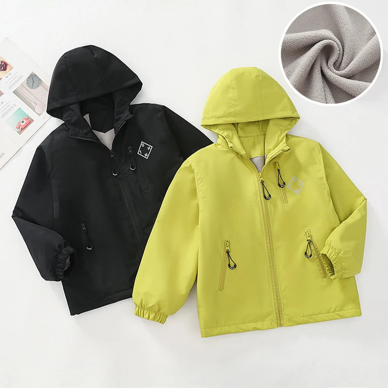 Otoño Invierno chaqueta para niños adolescentes de lana gruesa a prueba de viento cálido abrigo deportivo con capucha para niños de 4 a 14 años ropa de abrigo para niños Top