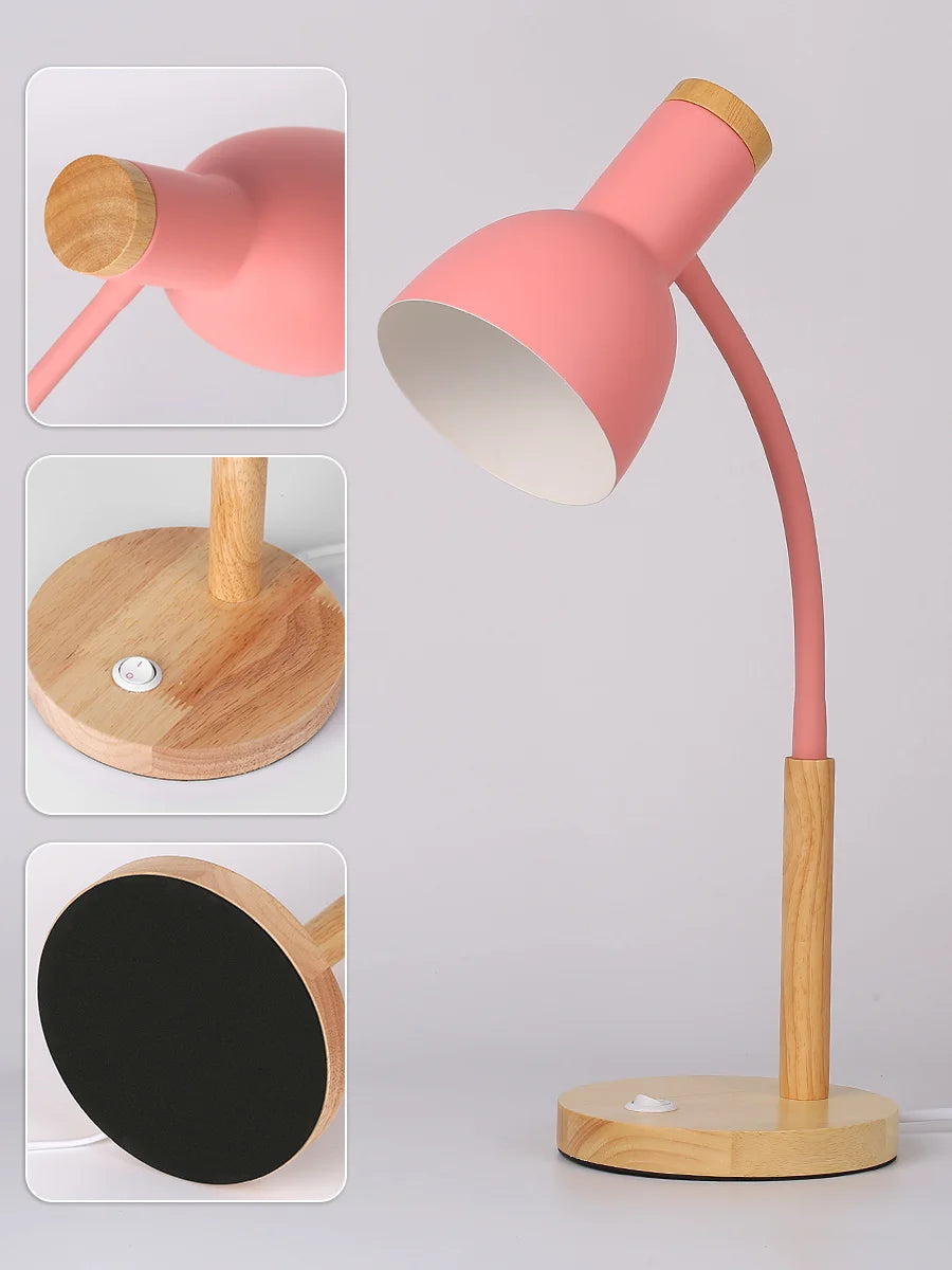 Lámpara LED de escritorio E27, lámparas de mesa con Base, bombilla reemplazable, luz de noche para habitación, dormitorio, oficina, estudio, iluminación de lectura