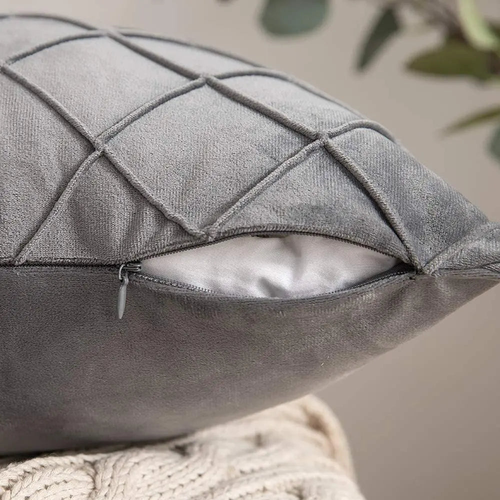 Funda de cojín de terciopelo suave, Funda geométrica Cojin de 45 × 45cm, Funda de almohada decorativa para muebles de Patio para sofá y balcón