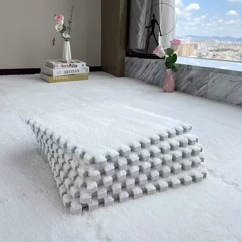 Alfombra de juego de felpa para bebés de 4-20 piezas, sin BPA, entrelazado, DIY, alfombra de juego para niños, decoración del hogar, alfombra de protección del suelo