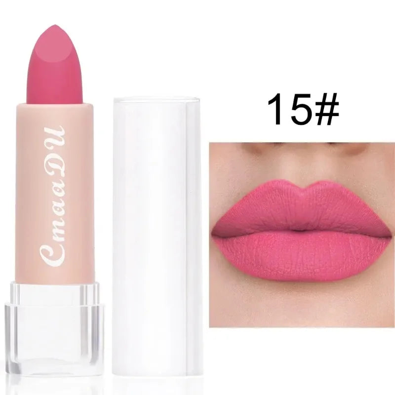 Lápiz Labial de 15 Colores, Impermeable, de Larga Duración, Mate, Terciopelo, Sexy, Rojo, Brillo Labial Nude, Brillo Labial Brillante, Tinte Labial Rojo Intenso, Maquillaje