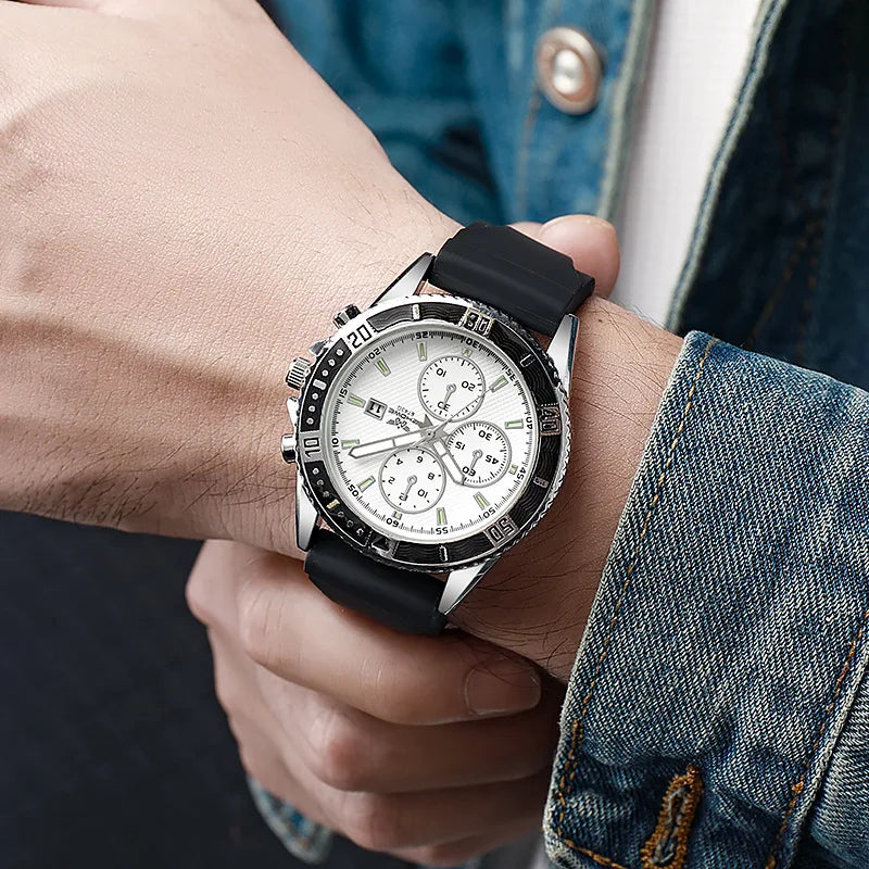 Relojes deportivos informales con banda de silicona para Hombre, Reloj de pulsera de negocios con calendario a la moda para Hombre