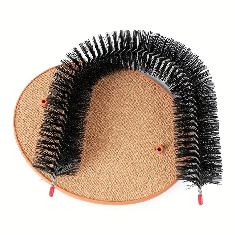 Arco de Juguete para Gatos con Cepillo de Masaje y Rascador, Juguete Interactivo para el Cuidado Felino