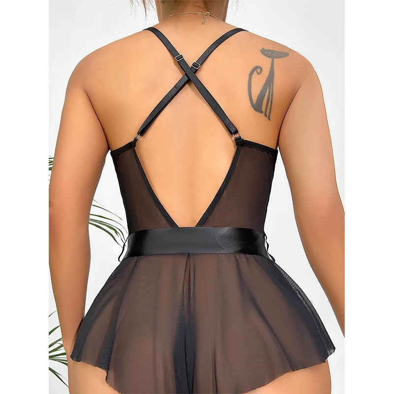 Conjunto de pijama de encaje para mujer, ropa de dormir Sexy, S-XL, cómoda, informal, de verano