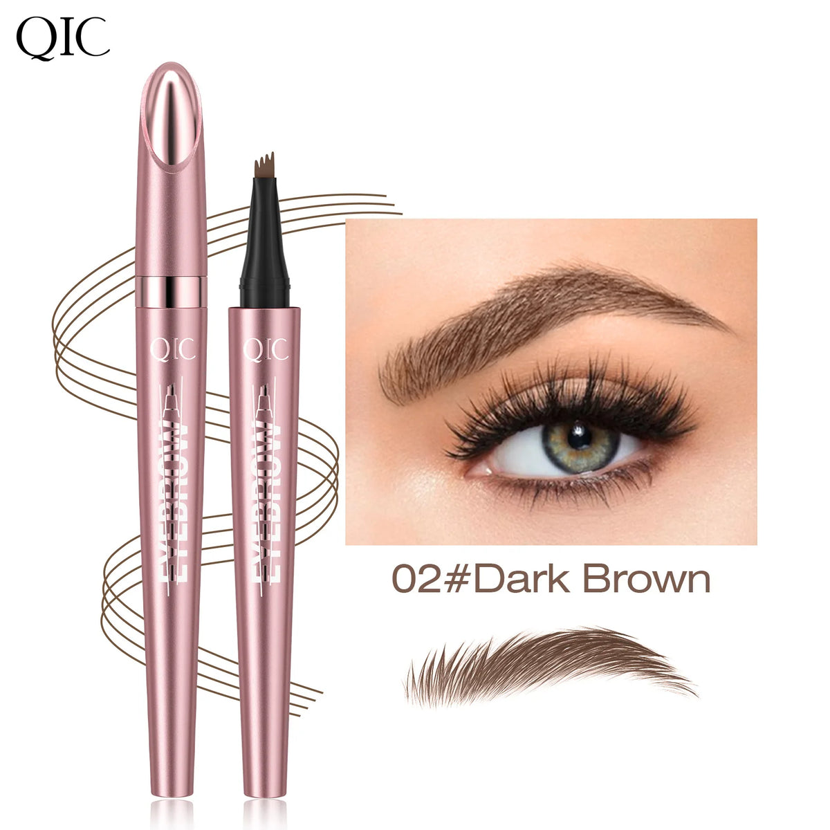 Lápiz de cejas con punta de 4 horquillas, Microblading 3D, resistente al agua, Color marrón oscuro, Color Natural, lápiz mágico para cejas de trazo fino, novedad de 2024