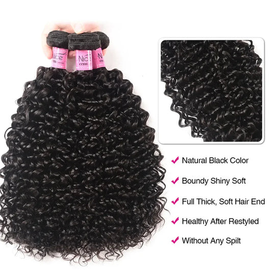 Mechones de pelo rizado UNice, Color Natural sin procesar, grado 10A, 100% cabello humano, oferta de 1/3/4 Uds.