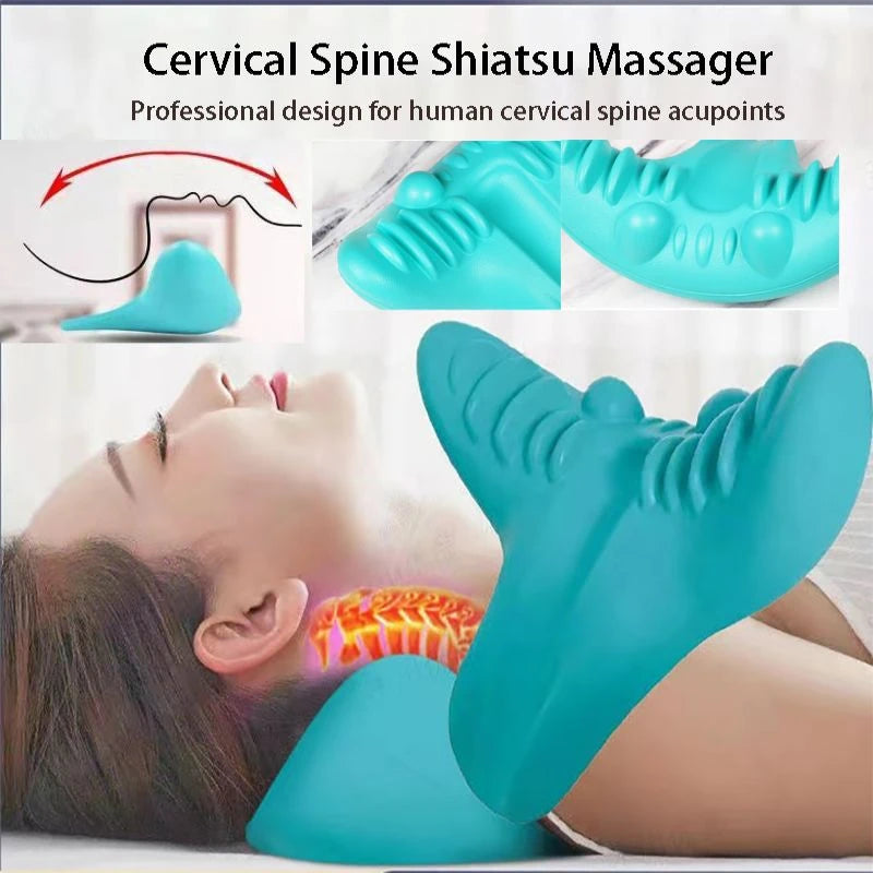 Camilla relajante para cuello y hombros, dispositivo de tracción quiropráctica Cervical, almohada de masaje para aliviar el dolor, alineación de la columna Cervical