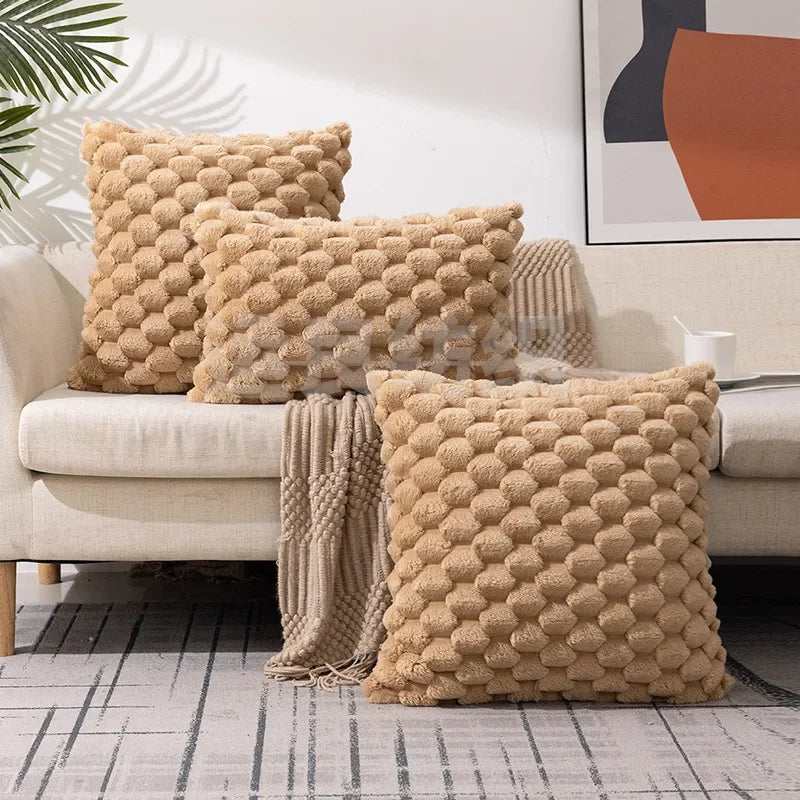 Funda de almohada tejida de terciopelo con copos de nieve, funda de almohada de Color sólido, funda de cojín de cintura suave y cómoda para sala de estar, sofá, decoración del hogar