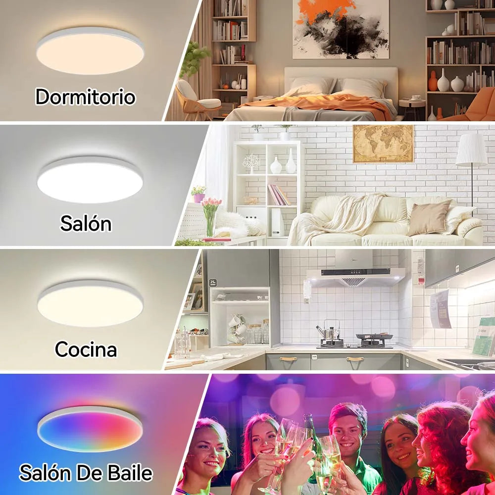 Lámpara de techo con control remoto, lámpara led para dormitorio, lámparas de techo grandes, luces Led con control remoto, luces led regulables