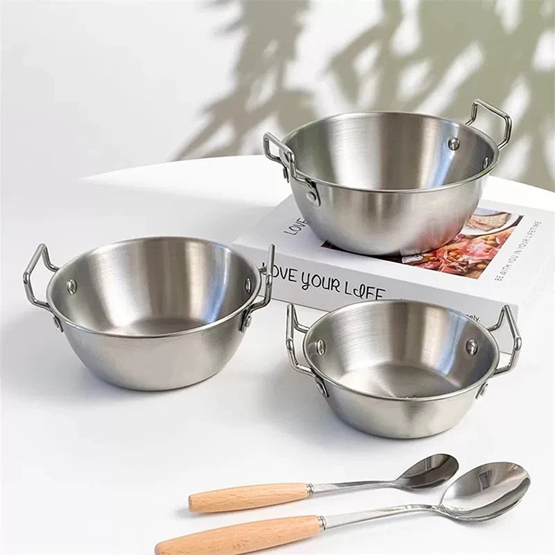 Olla para cocinar con asa de acero inoxidable para cocina, olla para mariscos y arroz, paellera para cocina casera, platos para aperitivos de picnic