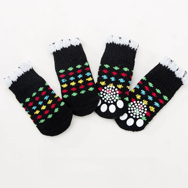 4Pcs/Set Pet Socks Anti Slip Dog Foot Cover Set Teddy Dog Shoes Set 4 Dogs Socks Puppy Socks Dogs Shoes for Small Dogs