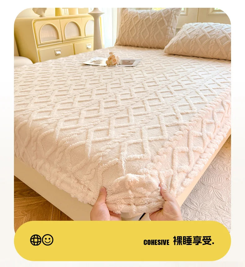 Sábana ajustable de lana Tafu de color sólido, funda protectora para colchón doméstico, antideslizante, de una sola pieza, sin funda de almohada, novedad de 2025