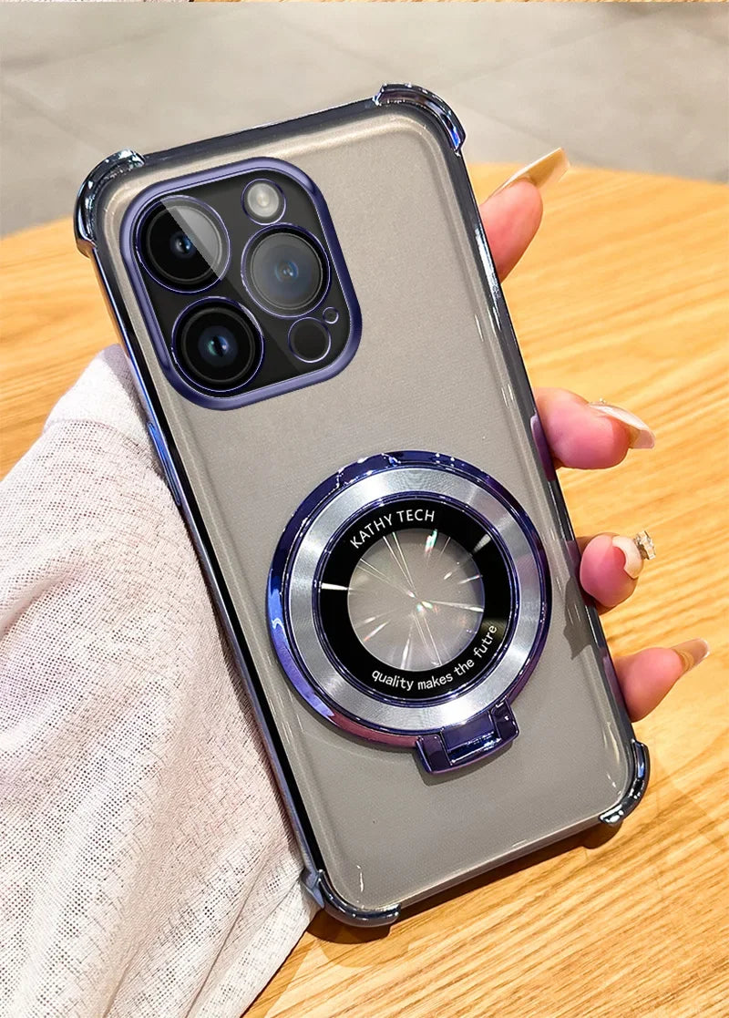 Funda de teléfono con revestimiento magnético para Xiaomi Redmi Note 11 13 14 Pro Plus 12C 13C 14C Poco X3 X5, funda con soporte transparente