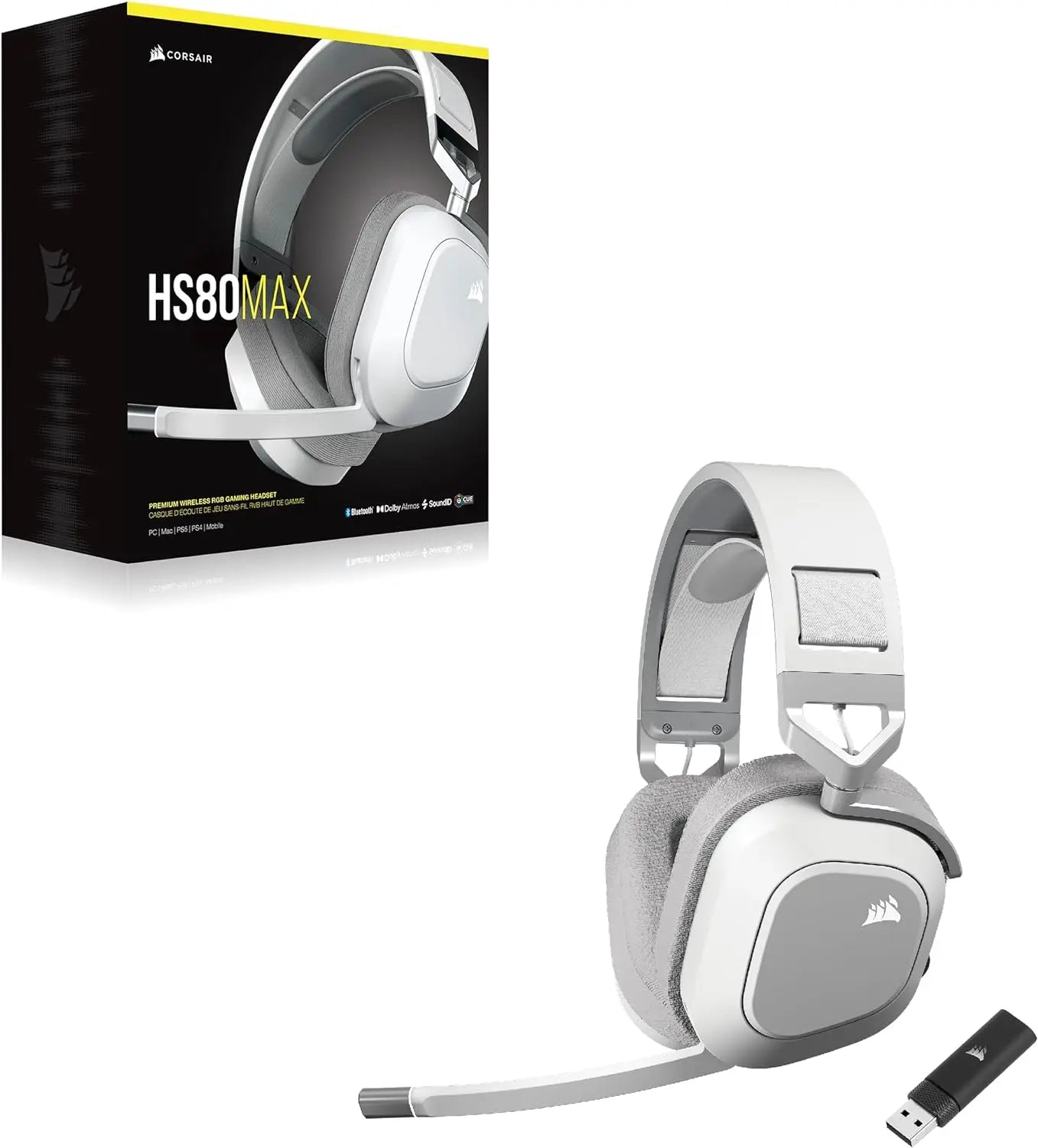 CorsairHS80 RGB inalámbrico/HS80 RGB con cable/Hs80MAx auriculares para juegos negros o blancos y CORSAIR RGB ST100