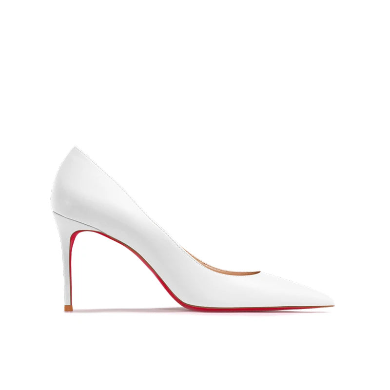 Nuevos Zapatos de Tacón Alto Puntiagudos de Boca Poco Profunda con Tacones Finos, Zapatos Individuales Blancos Mate de Moda para el Trabajo, Suela Blanda, Talla Única