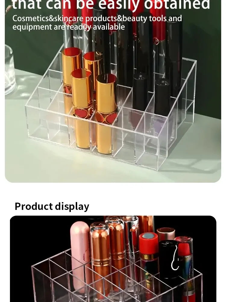 Organizador de Lápices Labiales Transparente para el Hogar, Caja de Almacenamiento de Plástico para Escritorio, Organizador de Cosméticos