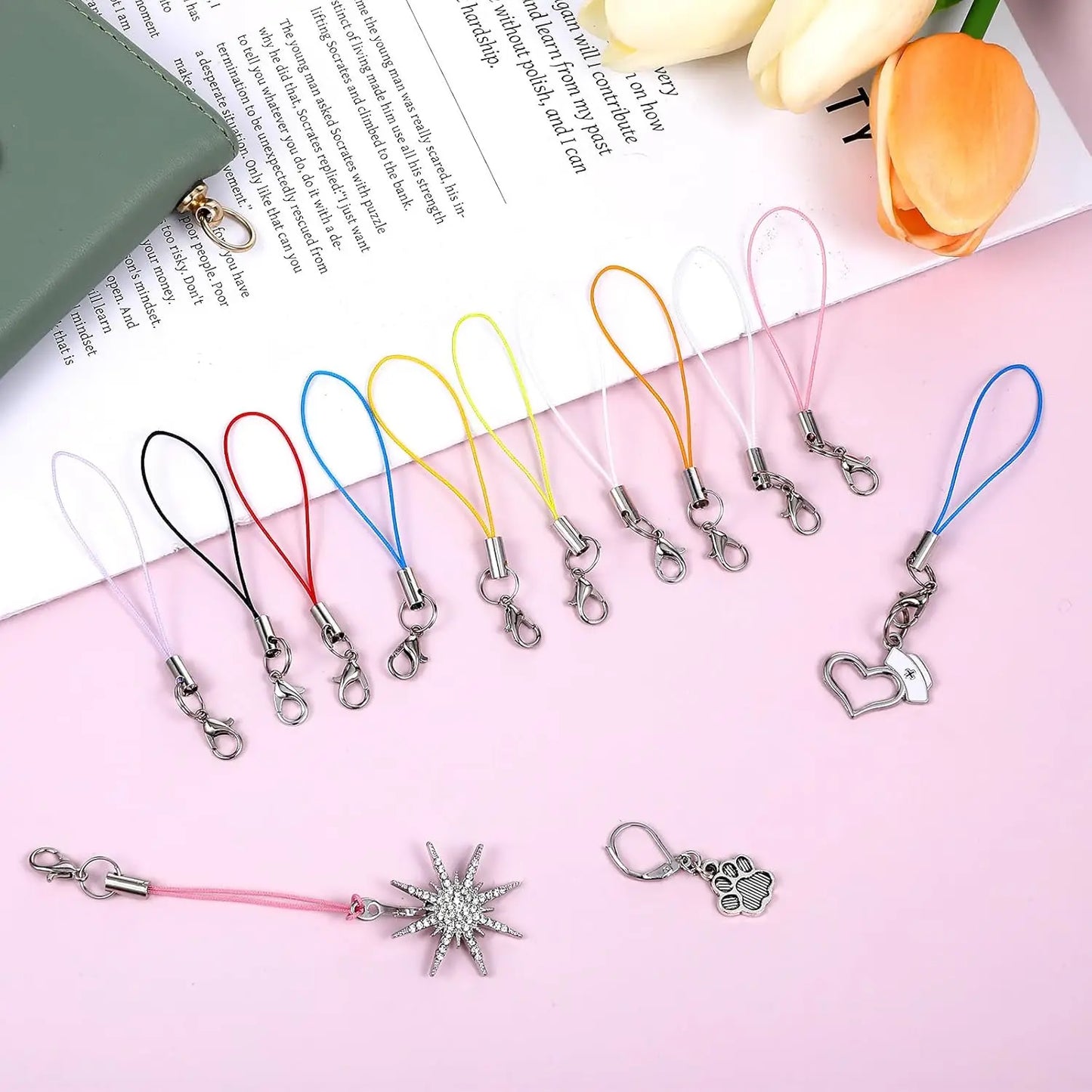 20/50/100 unidades de cordones de seguridad, correas, cierres de langosta, ganchos para llaveros, accesorios para móviles, dijes, colgantes y accesorios para llaveros