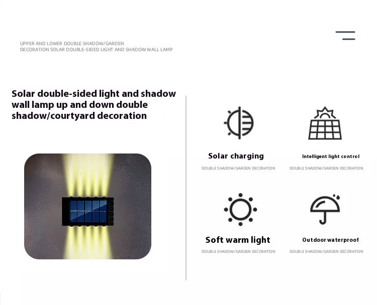 Lámpara Solar de pared de 4/6/8/10LED, decoración de calle para patio, luz impermeable para exteriores, iluminación luminosa arriba y abajo, lámpara de paisaje de jardín