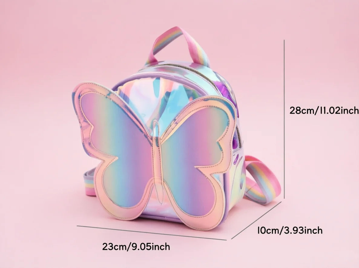 Mochila de Moda para Niñas con Diseño de Mariposa Láser, Mochila Infantil para Niños