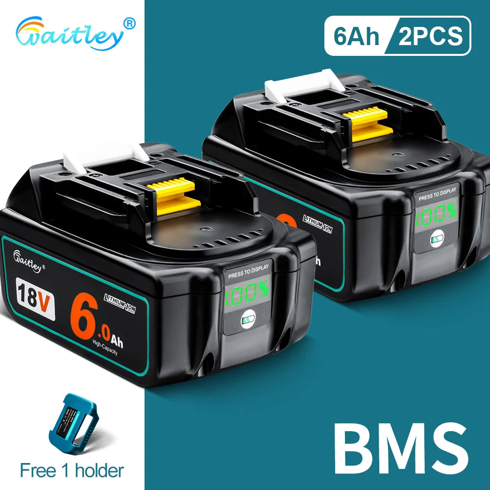 Waitley-batería recargable de iones de litio para herramientas eléctricas Makita, 18 V, 6.0Ah, BL1860b, BL1860, BL1830b, BL1850b, BL1840, 6Ah