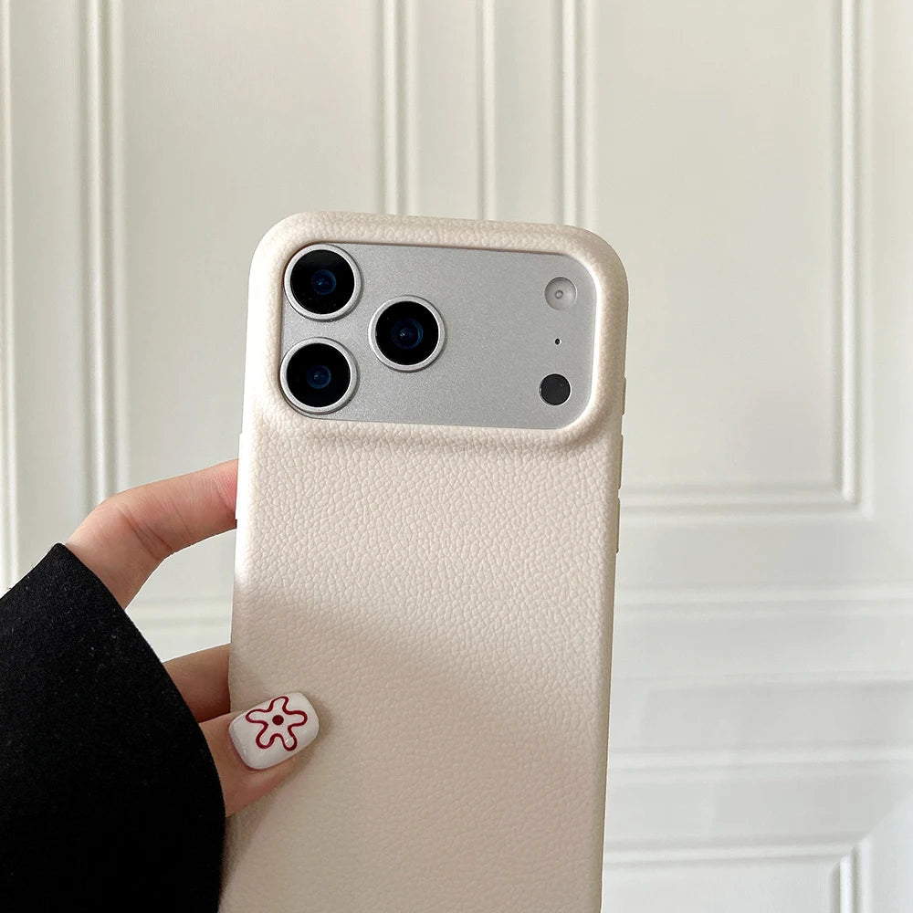 Funda de teléfono con textura de cuero de lujo para iPhone 17 Pro Max 17 Air 16 Plus 15 14 13 12 11 Pro Max, carcasa suave de TPU a prueba de golpes