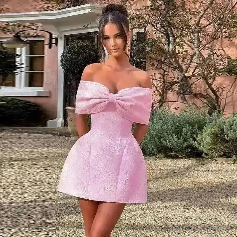 Townlike-Vestido corto de Jacquard con espalda descubierta para mujer, minivestido elegante con lazo y corte en A, Sexy, para fiesta, primavera y verano, 2024