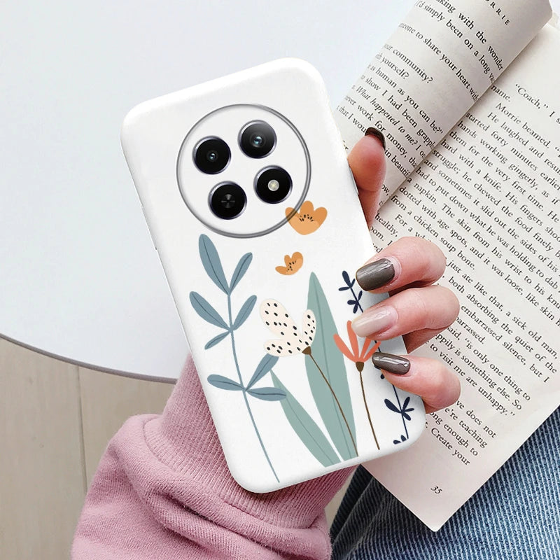 Funda para Realme 12 4G 12 + 13 + Plus 13 Pro + Plus 5G bonita funda trasera con forma de corazón y flor de silicona suave mate Fundas protectoras de dibujos animados
