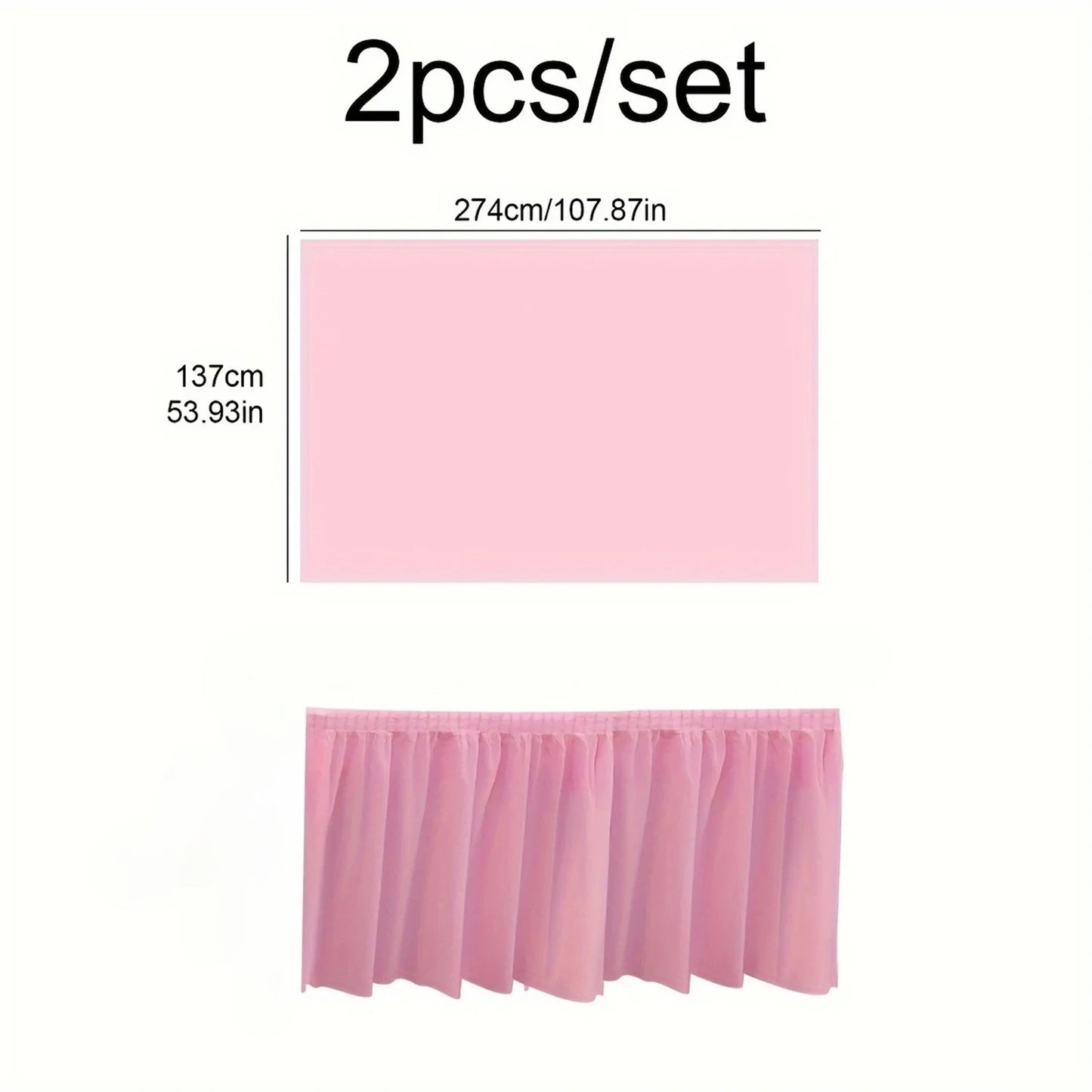 Juego de mantel desechable, cubierta de mesa de Color sólido, faldas de mesa, cubiertas de mesa de papel rectangulares con falda larga para fiesta