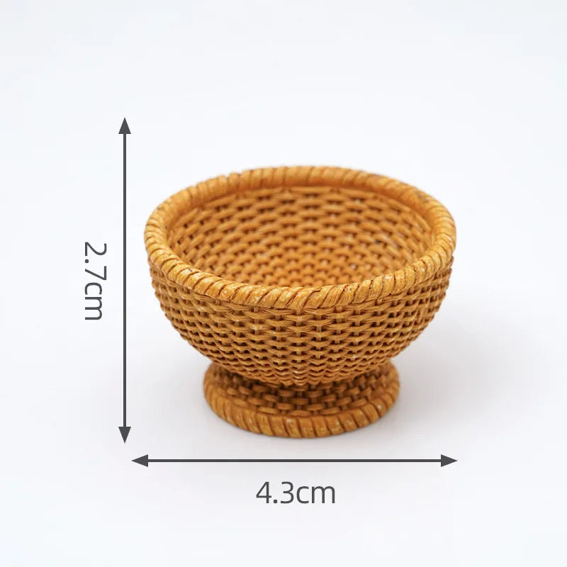 Cesta de Mimbre en Miniatura para Casa de Muñecas 1/12, Modelo de Cesta de Pan y Frutas, Accesorios para Escena de Cocina, Regalo para Niños