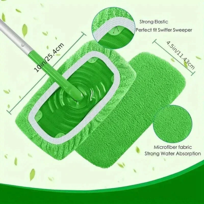 Juego de fundas para fregona ecológicas: paquete de 6 almohadillas planas lavables para fregar, fregar en húmedo y recoger el pelo de mascotas, alternativa reutilizable