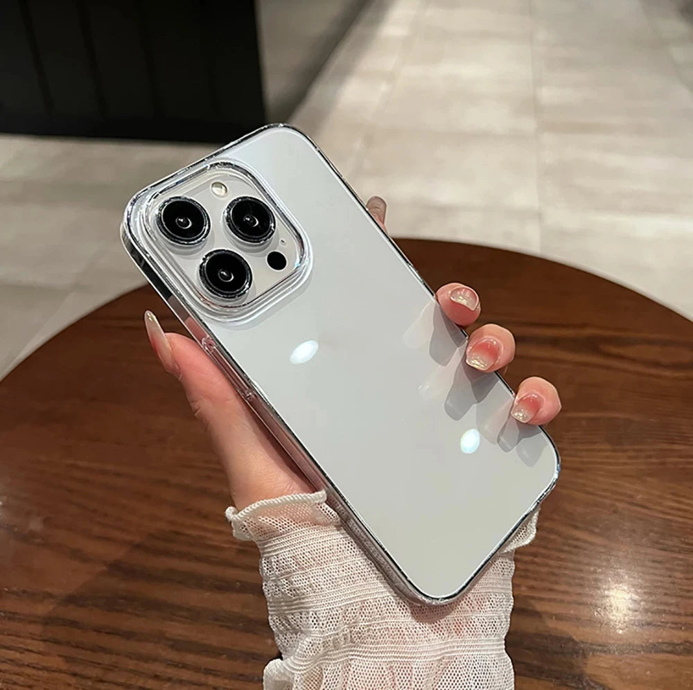 Fundas de parachoques transparentes a prueba de golpes de lujo para iPhone 16 15 14 13 12 11 Pro Max Plus accesorios de cubierta de teléfono acrílico suave transparente