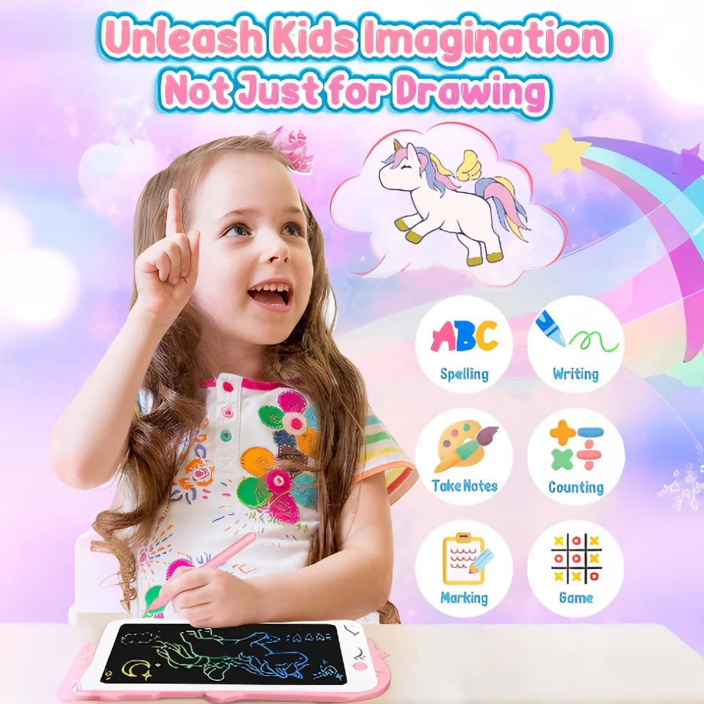 Tableta de Escritura LCD Unicornio de 8.5 Pulgadas para Niños, Pizarra de Dibujo, Juguete Educativo Esencial para Viajes, Regalo de Cumpleaños 3+