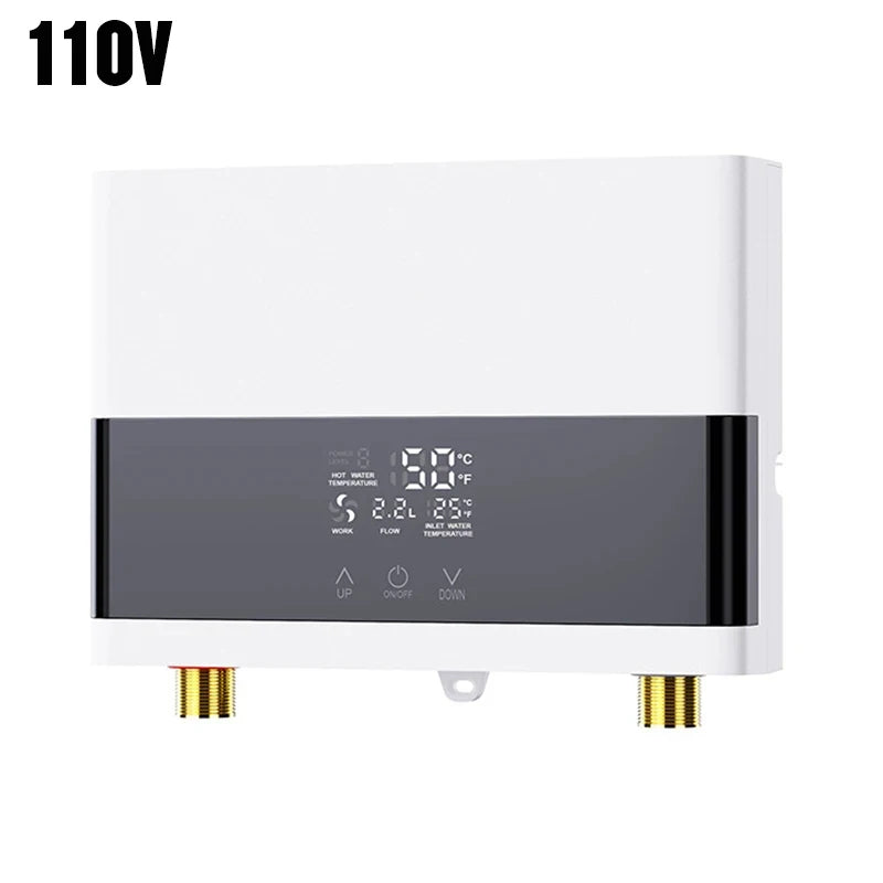 110V/220V Instant Water Heater Bathroom Kitchen Wall Mounted Electric Water Heater Hot Water Shower LCD Temperature Display