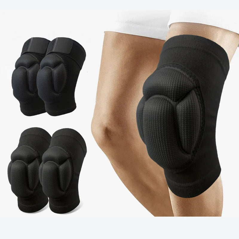 Rodillera deportiva de protección gruesa para hombre y mujer, soporte para gimnasio, equipo de Fitness, Protector de tirantes de baloncesto, almohadillas antideslizantes, 1 par