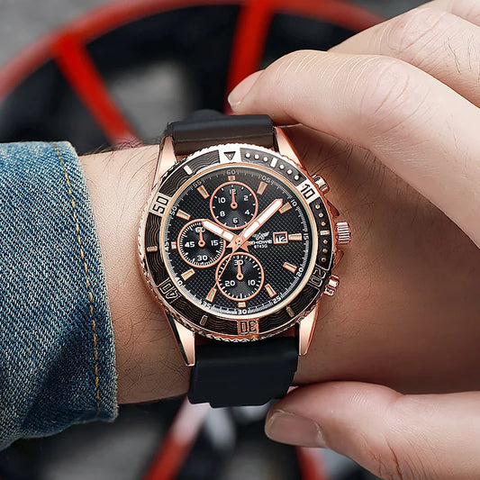 Relojes deportivos informales con banda de silicona para Hombre, Reloj de pulsera de negocios con calendario a la moda para Hombre