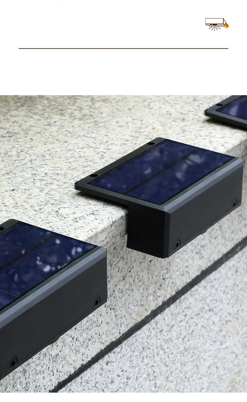 Lámpara LED alimentada por energía Solar, luces solares superbrillantes para jardín, luz impermeable para exteriores, escaleras, balcón, iluminación decorativa de calle