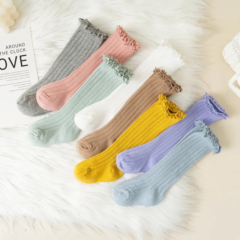 Calcetines Largos con Encaje para Niñas